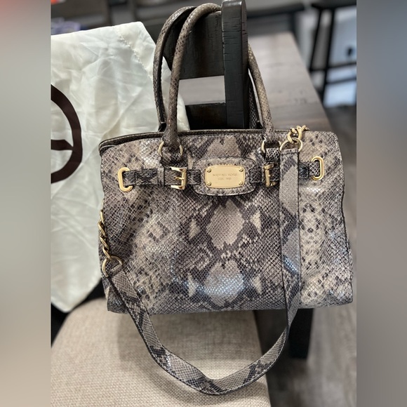 Michael Kors Python Snakeskin Hamilton Tote - Picture 4 of 10